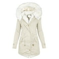 thumbnail image 1 of larppty Women Winter Puffer Jackets with Hood Plus Size Thicken Coats Fleece Padded Parka Lined Outerwear with Pockets（Khaki，L）, 1 of 2