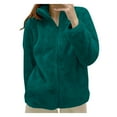 thumbnail image 1 of larppty Women's Autumn Winter Casual Solid Color Long Plush Polar Fleece Jacket - Warm Zipper Coat with Pockets（Green，L）, 1 of 4