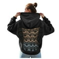 thumbnail image 1 of larppty Women's Backless Hollow Mesh Hooded Casual Hollowed Out Long Sleeved Pullover Sweatshirt With Pockets 2025 Fashion (Black, L), 1 of 7