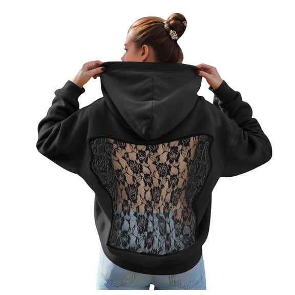 larppty Women's Backless Hollow Mesh Hooded Casual Hollowed Out Long Sleeved Pullover Sweatshirt With Pockets 2025 Fashion (Camouflage, M)