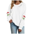 thumbnail image 1 of larppty Women's Casual Crew Neck Christmas Snowman Print Sweatshirt Loose Soft Long Sleeve Pullover Tops （White, S）, 1 of 5