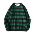 thumbnail image 1 of larppty Women's Casual Loose Striped Shirts Crewneck Long Sleeve Basic Color Block Tee Tops (Dark Green, XL), 1 of 3