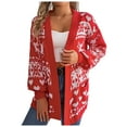 thumbnail image 1 of larppty Women's Christmas Cardigan Soft Pocketed Long Sleeves Casual Knitted Xmas Open Front Cardigans Lightweight Sweaters (Red, S), 1 of 8