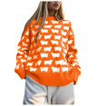 thumbnail image 1 of larppty Women's Cute Sweater Crewneck Long Sleeve Oversized Color Block Knit Pullover Fall Top Fashion (Orange, M), 1 of 4