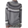 thumbnail image 1 of larppty Women's Fair Isle Sweater Casual Crewneck Long Sleeve Lightweight Vintage Knit Jumper Tops (Grey, XL), 1 of 8