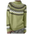 thumbnail image 1 of larppty Women's Fair Isle Sweater Casual Crewneck Long Sleeve Lightweight Vintage Knit Jumper Tops (Light Green, 3XL), 1 of 8