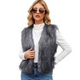 thumbnail image 1 of larppty Women's Faux Fur Waistcoat Vest Fuzzy Sleeveless Open Front Outwear Winter Warm Fluzzy Vest Jacket Coat (Grey, XL), 1 of 6