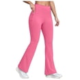 thumbnail image 1 of larppty Women's Fleece Lined Flare Leggings - Thermal High Waisted Bootcut Yoga Pants with Pocket for Winter Gym & Daily Wear（Hot Pink，L）, 1 of 2