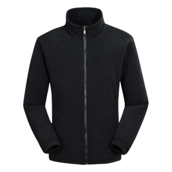 larppty Women's Fleece Soft Jackets Full Zip Lightweight Outdoor Hiking Jackets Winter Coats (Black, XL)