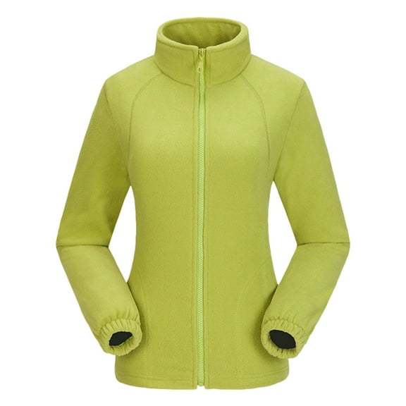 larppty Women's Fleece Soft Jackets Full Zip Lightweight Outdoor Hiking Jackets Winter Coats (Green, XL)
