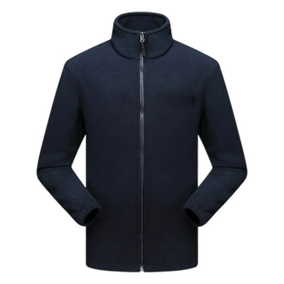larppty Women's Fleece Soft Jackets Full Zip Lightweight Outdoor Hiking Jackets Winter Coats (Navy, 3XL)