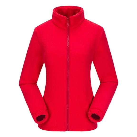 larppty Women's Fleece Soft Jackets Full Zip Lightweight Outdoor Hiking Jackets Winter Coats (Red, XXL)