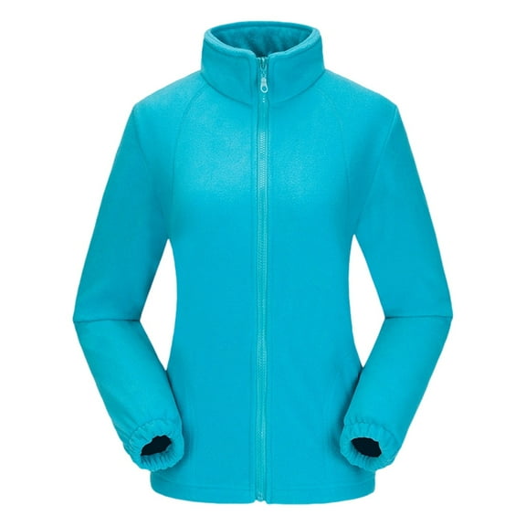 larppty Women's Fleece Soft Jackets Full Zip Lightweight Outdoor Hiking Jackets Winter Coats (Sky Blue, M)