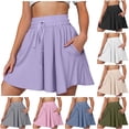 thumbnail image 1 of larppty Women's High Waisted Flared Skort with Drawstring and Pockets Casual Summer Mini Skirt Shorts（Black， S）, 1 of 9
