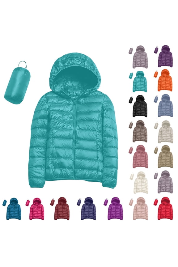 Women's Hooded Packable Ultra Light Weight Short Down Jacket（White，XXL）
