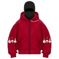 thumbnail image 1 of larppty Women's Hoodie with Mask Winter Zip up Hoodies Ugly Christmas Double Hooded Sweatshirt Streetwear (Watermelon Red, S), 1 of 4