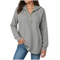 thumbnail image 1 of larppty Women's Hoodies Buttons Collar Hooded Sweatshirts Drawstring Casual Pullover Tops 2025 Fall Outfits (Grey, 3XL), 1 of 7