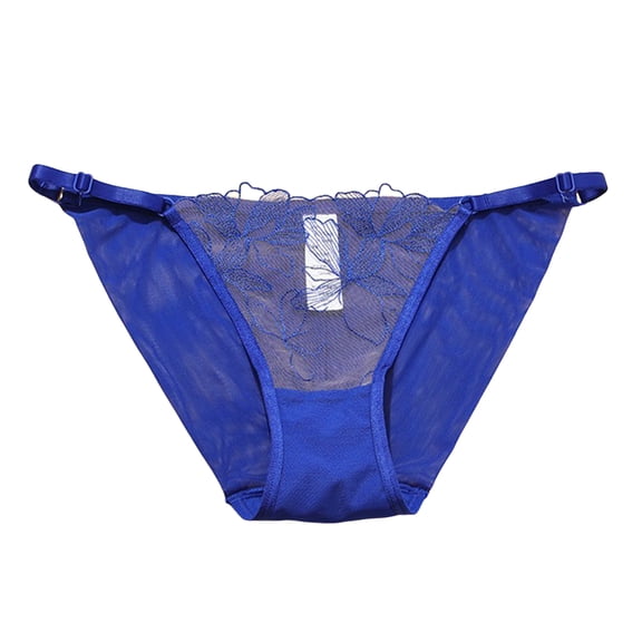 larppty Women’s Lace Thong Underwear with Adjustable Band - Comfortable, Sexy & Breathable Design（Blue， S）
