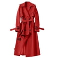 thumbnail image 1 of larppty Women's Long Double Breasted Pea Coats Slim Fit Belted Fall Winter Trench Coat Windbreaker Jacket Fashion Clothes (Red, M), 1 of 5