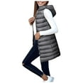 thumbnail image 1 of larppty Women's Long Puffer Vest Casual Sleeveless Puffy Zip Up Jacket with Hood (Grey, S), 1 of 5
