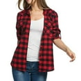 thumbnail image 1 of larppty Women's Long Sleeve Button Down Plaid Flannel Shirt Fall Casual Tops (Brick Red, XXL), 1 of 6