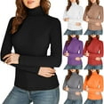thumbnail image 1 of larppty Women's Long Sleeve Mock Turtleneck Shirts 2025 Fleece Lined Base Layer Slim Fit Thermal Underwear Tops Khaki, XL, 1 of 5