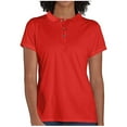 thumbnail image 1 of larppty Women's Polo Shirts Casual Work Quick Dry 3 Buttons Short Sleeve Collared Golf Shirt (Red, 3XL), 1 of 5