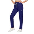 thumbnail image 1 of larppty Women's Scrub Pants High Waist Elastic Drawstring Work Trousers with Pockets Side Zipper Casual Wear（Navy， S）, 1 of 5