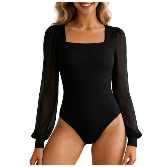 larppty Women's Seamless Yoga Jumpsuit – V-Back Workout Romper with Tummy Control – Long Bodysuit for Fitness Gym(Black, XL)