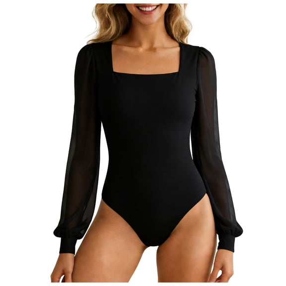 larppty Women's Seamless Yoga Jumpsuit – V-Back Workout Romper with Tummy Control – Long Bodysuit for Fitness Gym(Black, XL)