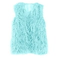 thumbnail image 1 of larppty Women's Sleeveless Faux Fur Open Front Vest Warm Cardigan Coat Soft Waistcoat Jacket Outwear (Light Blue, S), 1 of 5