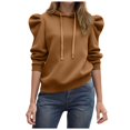 thumbnail image 1 of larppty Women's Trendy Puff Long Sleeve Drawstring Hoodies Trendy Fall Winter Casual Pullover Sweatshirts for Women 2025 (Brown, XL), 1 of 5