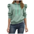 thumbnail image 1 of larppty Women's Trendy Puff Long Sleeve Drawstring Hoodies Trendy Fall Winter Casual Pullover Sweatshirts for Women 2025 (Light Green, M), 1 of 9