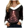 thumbnail image 1 of larppty Women's Ugly Christmas Sweater with Plush Faux Fur Trim with Relaxed V-Neck (Brick Red, XL), 1 of 5