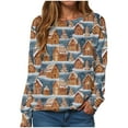 thumbnail image 1 of larppty Women's Ugly Christmas Sweatshirts with Print Funny Graphic Sweater for Xmas Party （Blue, M）, 1 of 6