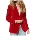 thumbnail image 1 of larppty Women's Velvet Lapel Button-Up Blazer - Business Casual Long Sleeve Work Outerwear（Red，XXL）, 1 of 2