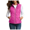 thumbnail image 1 of larppty Women's Vest, Stand Collar Lightweight Zip Up Front Quilted Padded Vest for Women (Hot Pink, S), 1 of 6