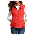 thumbnail image 1 of larppty Women's Vest, Stand Collar Lightweight Zip Up Front Quilted Padded Vest for Women (Red, M), 1 of 6