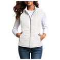 thumbnail image 1 of larppty Women's Vest, Stand Collar Lightweight Zip Up Front Quilted Padded Vest for Women (White, S), 1 of 6
