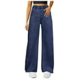thumbnail image 1 of larppty Women's Wide Leg Jeans Low Rise Baggy Loose Casual Black Denim Pants Boyfriend Jeans（Dark Blue，L/S）, 1 of 4