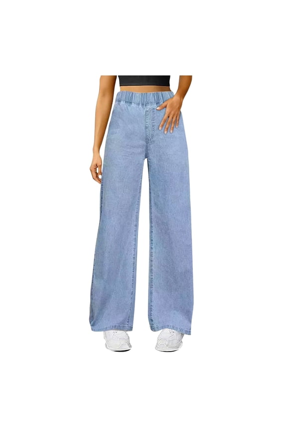Women's Wide Leg Jeans Low Rise Baggy Loose Casual Black Denim Pants Boyfriend Jeans（Light Blue，XXL/L）