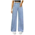 thumbnail image 1 of larppty Women's Wide Leg Jeans Low Rise Baggy Loose Casual Black Denim Pants Boyfriend Jeans（Light Blue，XXXL/XL）, 1 of 4