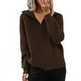 thumbnail image 1 of larppty Women's Zip Up Vneck 2025 Fall Winter Warm Long Sleeve Knit Cardigan Coat Fashion Outfits (Coffee, XL), 1 of 5
