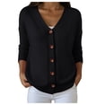 thumbnail image 1 of larppty Womens Cardigans Lightweight Long Sleeve Button up Sweaters Open Front Casual V Neck Knit Sweater Outerwear (Black, XL), 1 of 5