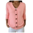 thumbnail image 1 of larppty Womens Cardigans Lightweight Long Sleeve Button up Sweaters Open Front Casual V Neck Knit Sweater Outerwear (Pink, 5XL), 1 of 9