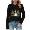 thumbnail image 1 of larppty Womens Casual Christmas Shirts Snowman Tree Printed Holiday Long Sleeve Xmas Graphic Party Tees (Black, 3XL), 1 of 8