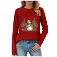 thumbnail image 1 of larppty Womens Casual Christmas Shirts Snowman Tree Printed Holiday Long Sleeve Xmas Graphic Party Tees (Red, M), 1 of 8