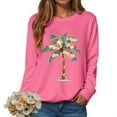 thumbnail image 1 of larppty Womens Crewneck Christmas Sweatshirts Shirts Holiday Ugly Sweatshirts for Women （Hot Pink, XL）, 1 of 6