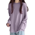 thumbnail image 1 of larppty Womens Crewneck Long Sleeve Shirts - Loose Fitted Basic Casual Tees Outfits（Light Purple，L）, 1 of 5