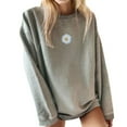 thumbnail image 1 of larppty Womens Crewneck Sweatshirts Daisy Graphic Casual Oversized Long Sleeve Pullover Tops (Grey, XL), 1 of 3